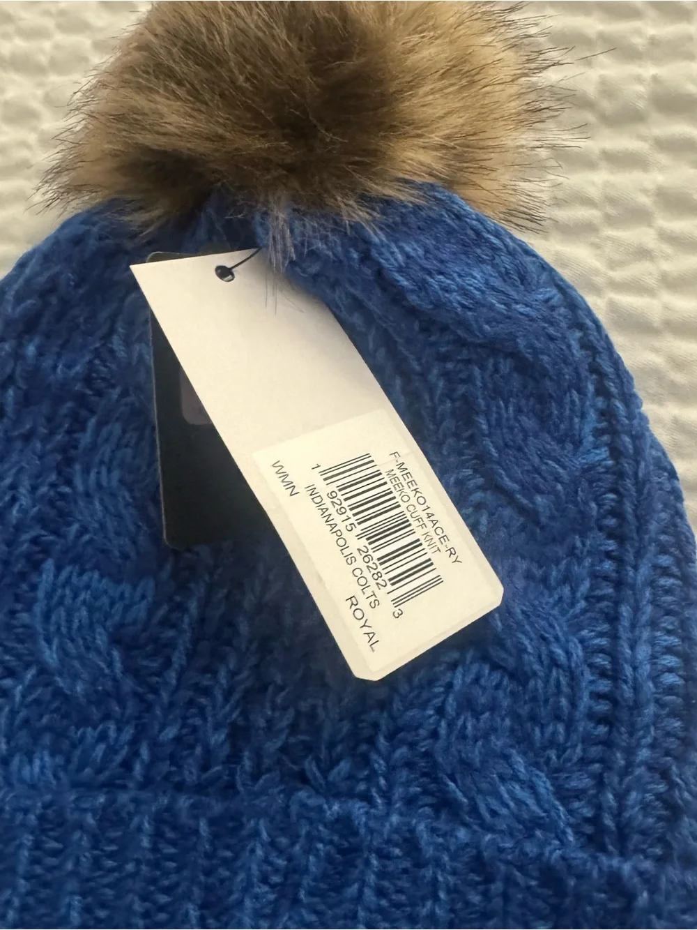 Women's '47 Royal Indianapolis Colts Meeko Cuffed Knit Hat with Pom